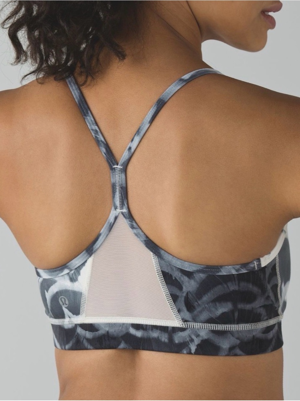 Lululemon Flow Y Bra IV Pretty Plume Angel Wing Black 10